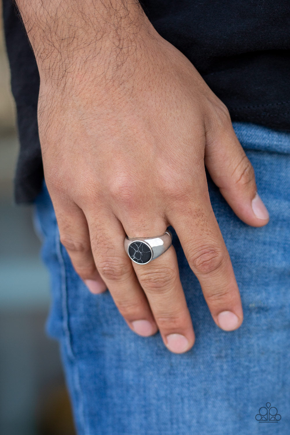 Carbon Print - Mens Ring Black